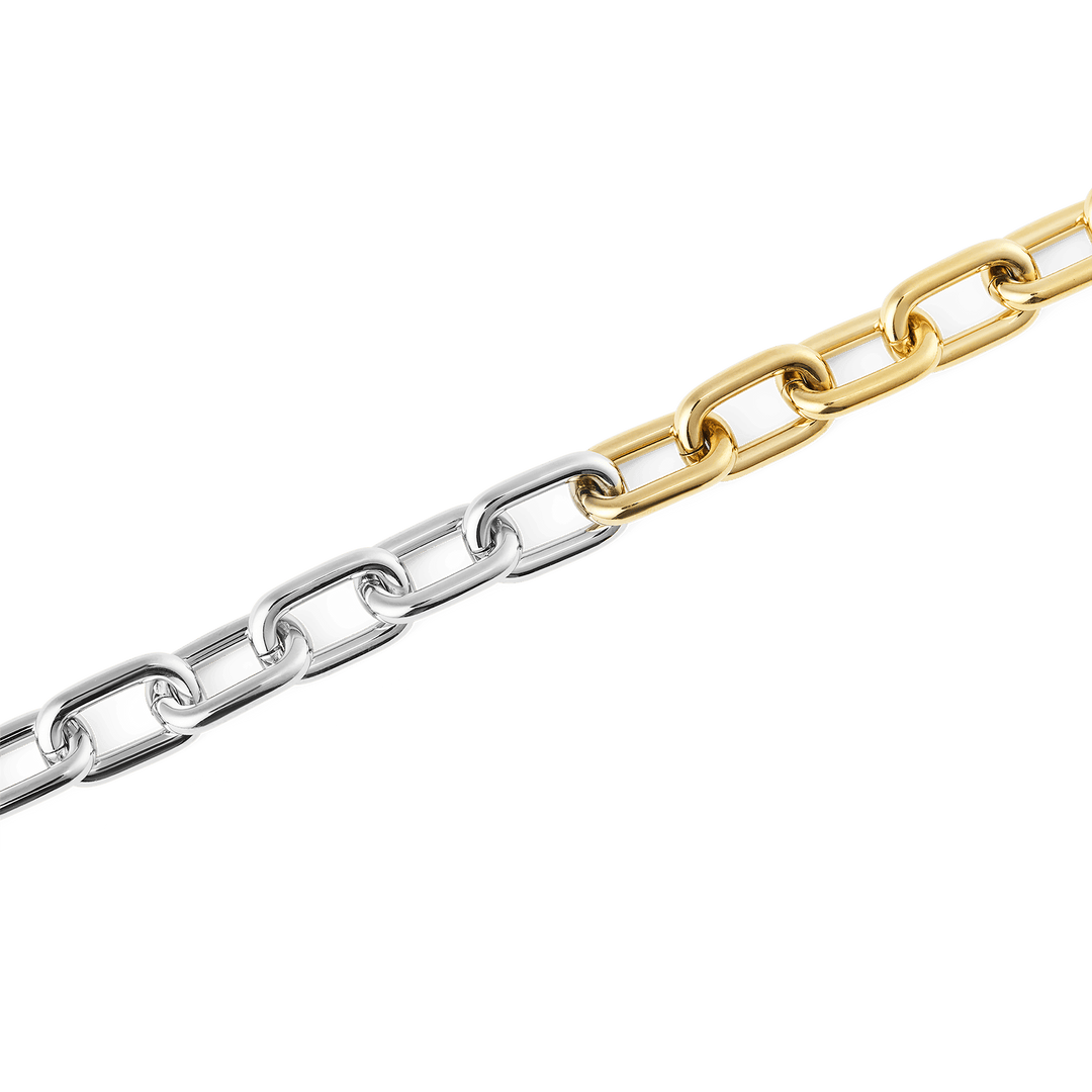 Contrast Link Necklace Two Tone Gold