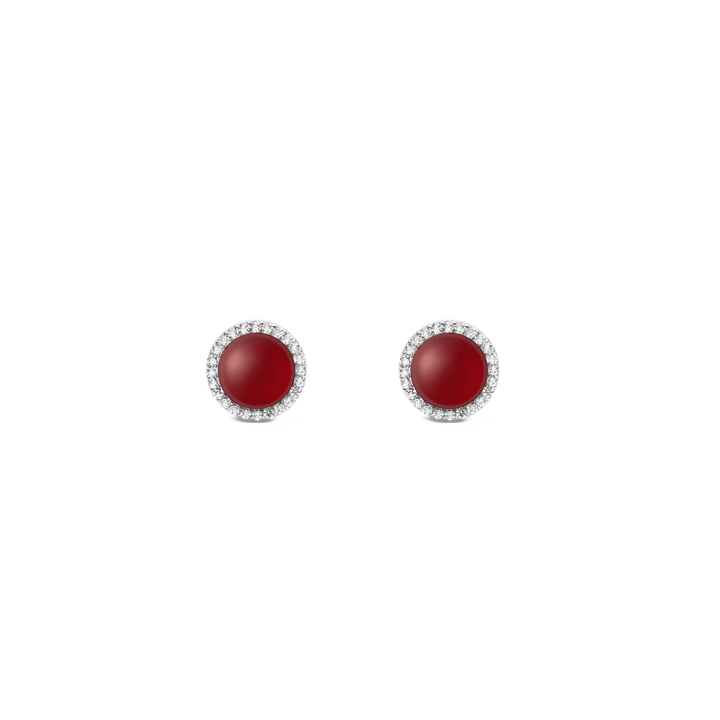 Audrey Earrings  Red Agathe Silver