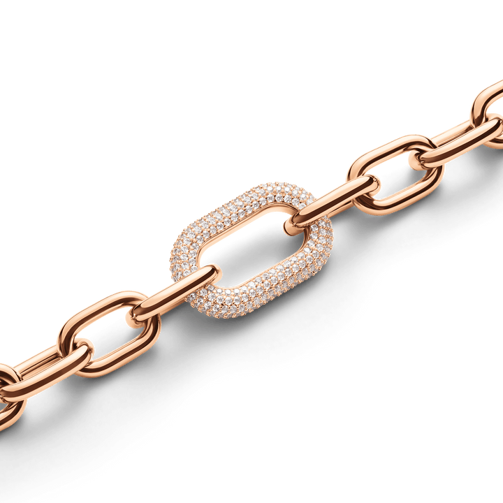 Crystal Link Necklace Rose Gold