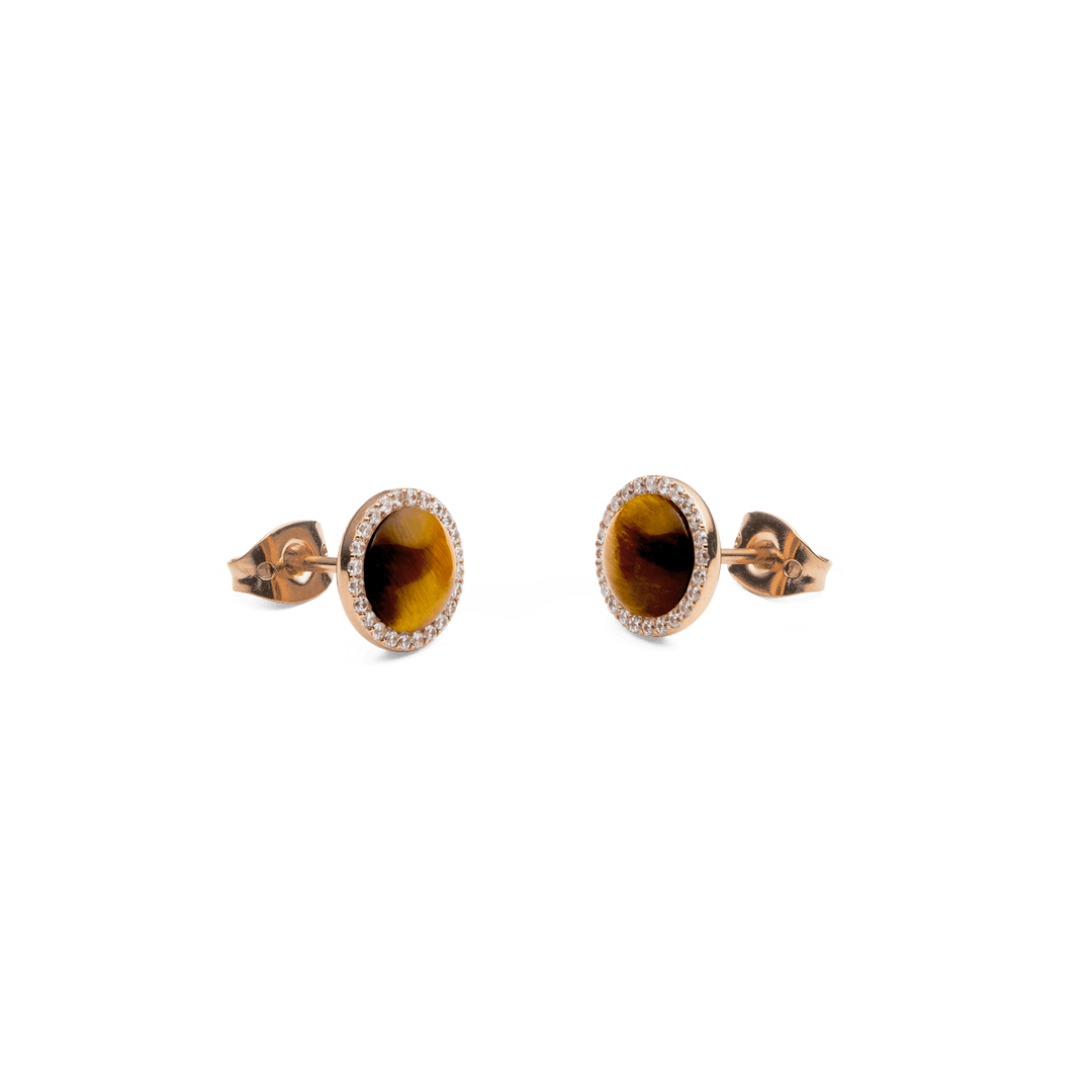Audrey Earrings Tiger Eye Rose Gold