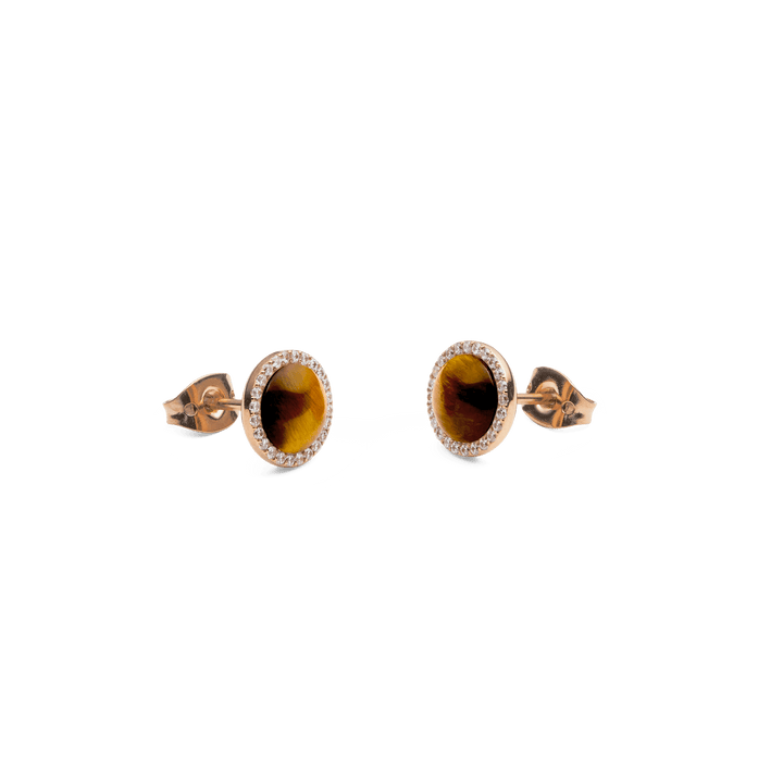 Audrey Earrings Tiger Eye Rose Gold