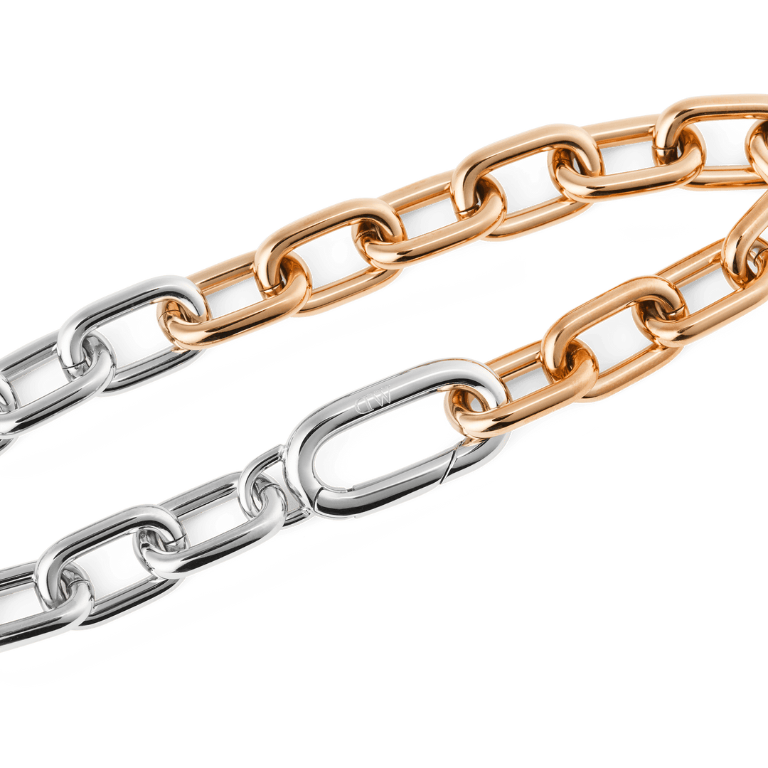 Contrast Link Bracelet Two Tone Rose Gold