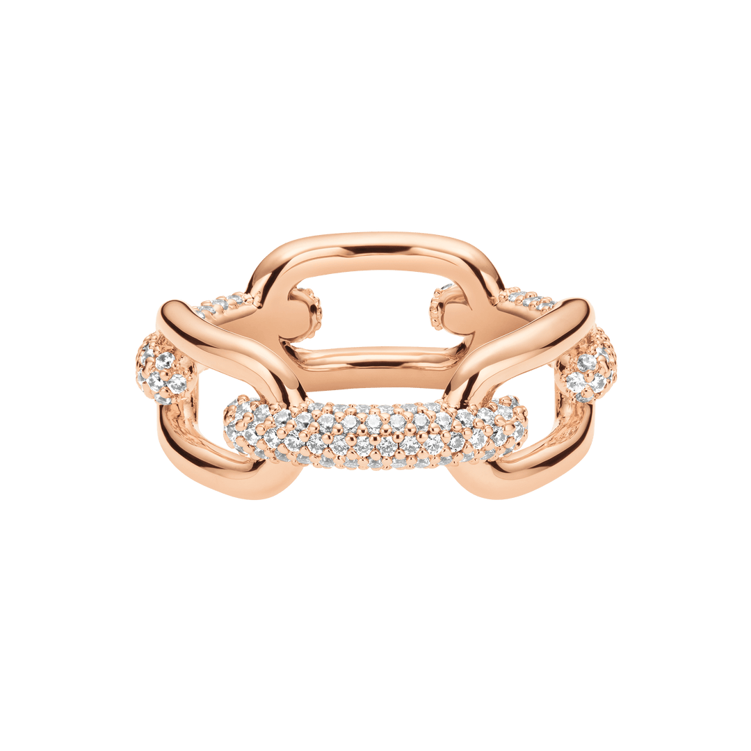 Crystal Link Ring Rose Gold