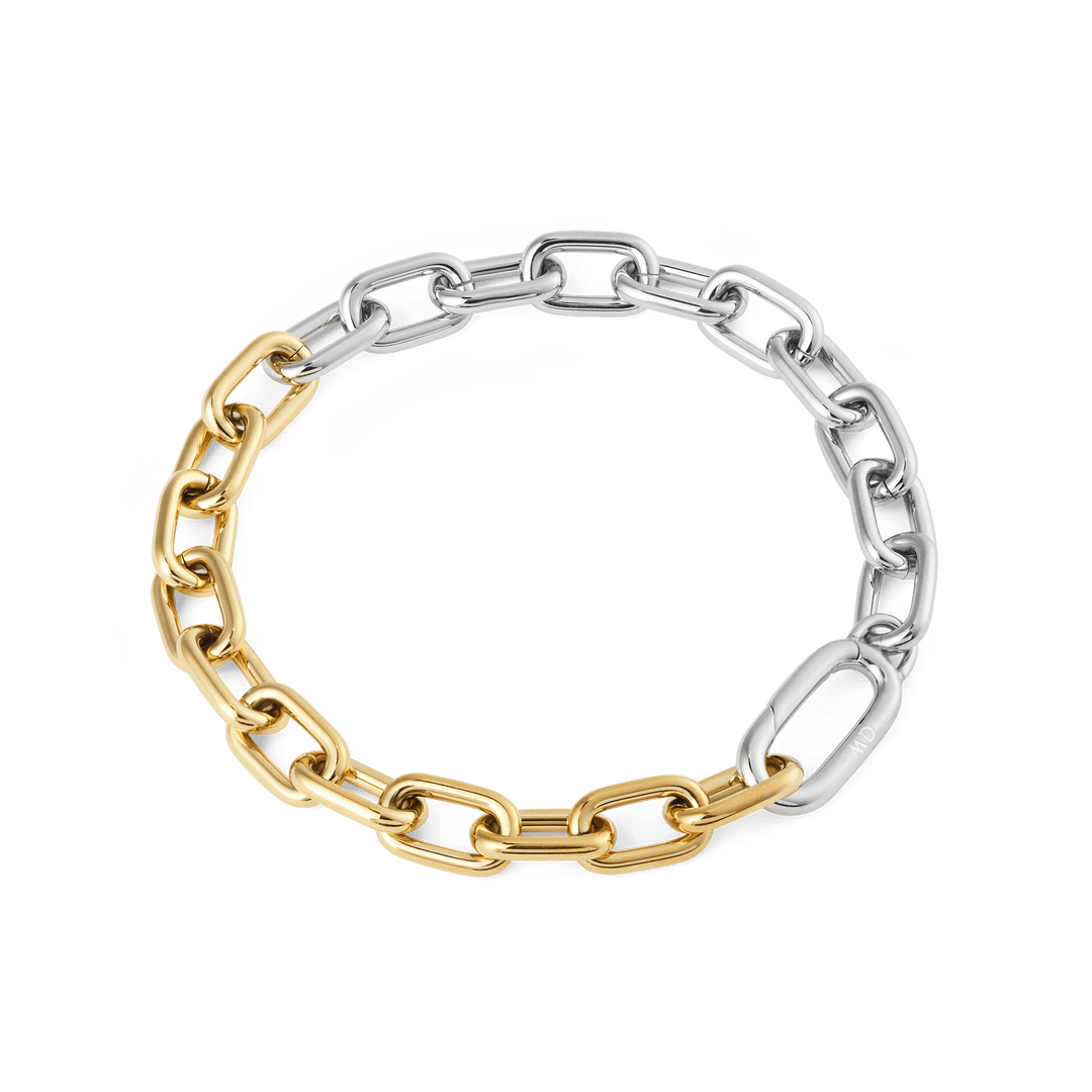 Contrast Link Bracelet Two Tone Gold