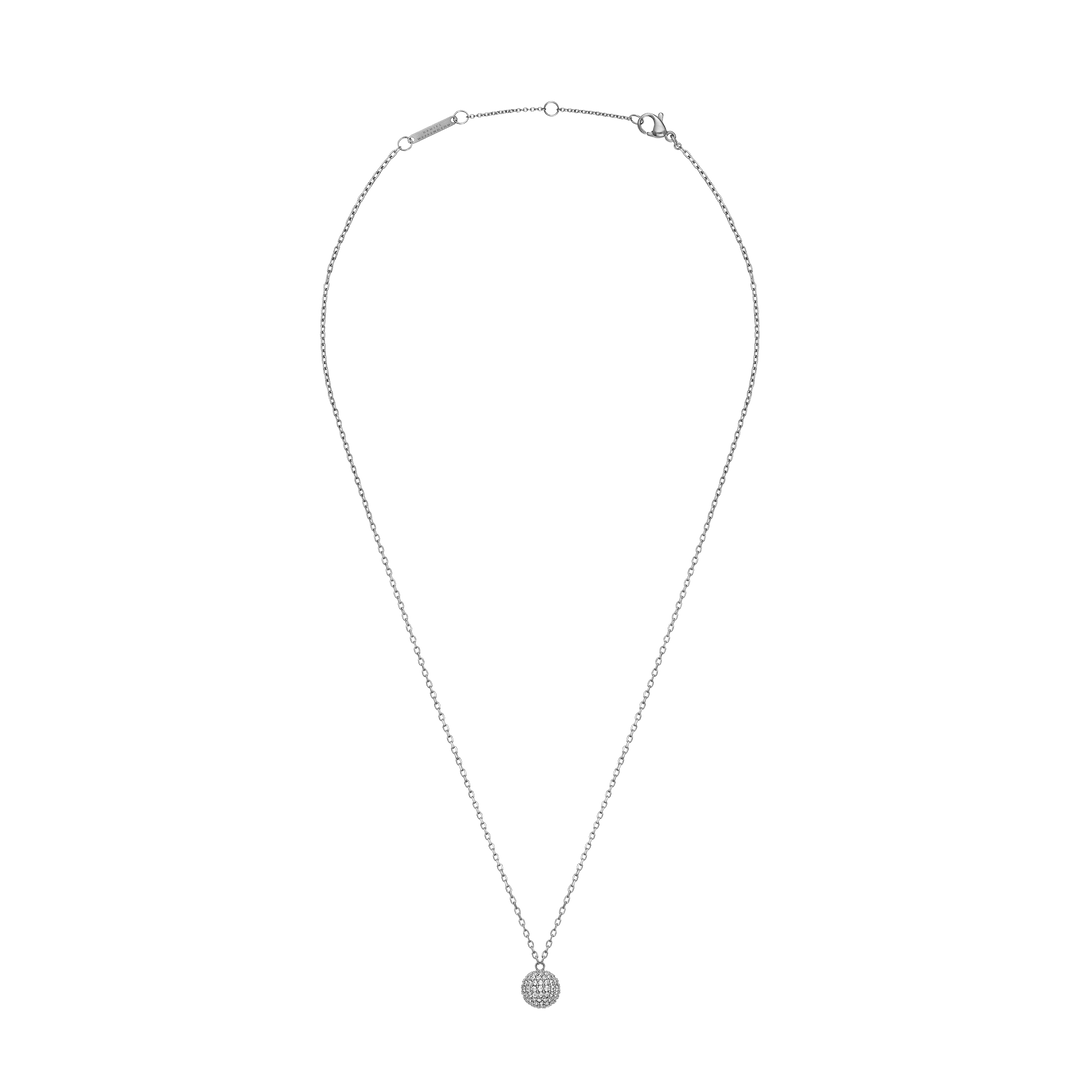 Pavé Crystal Pendant Necklace Silver