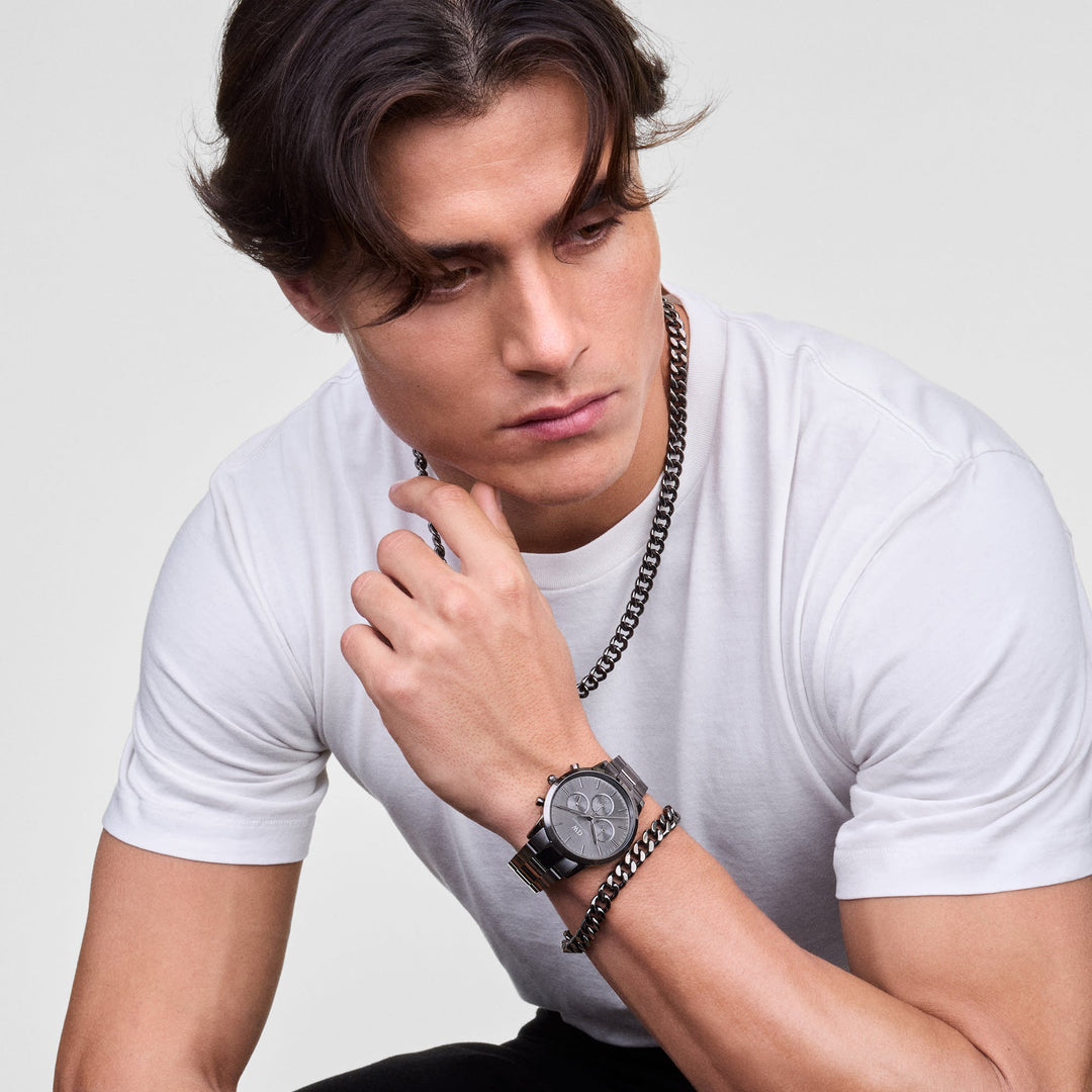 Ellipse Cuban Chain Bracelet Graphite