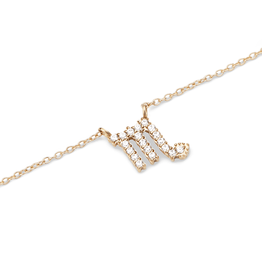 Crystal Zodiac Chain Necklace Gold