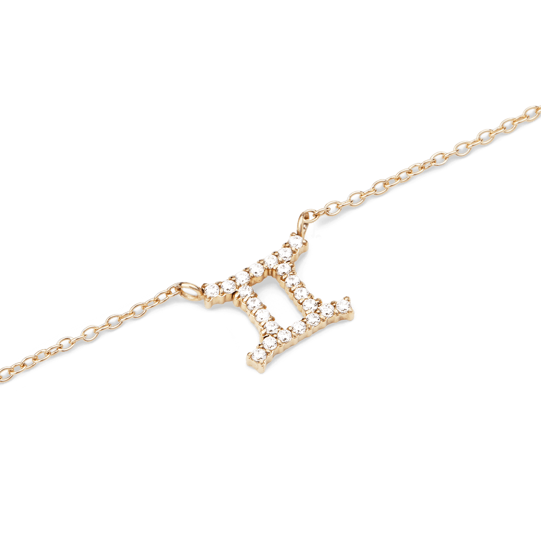 Crystal Zodiac Chain Necklace Gold