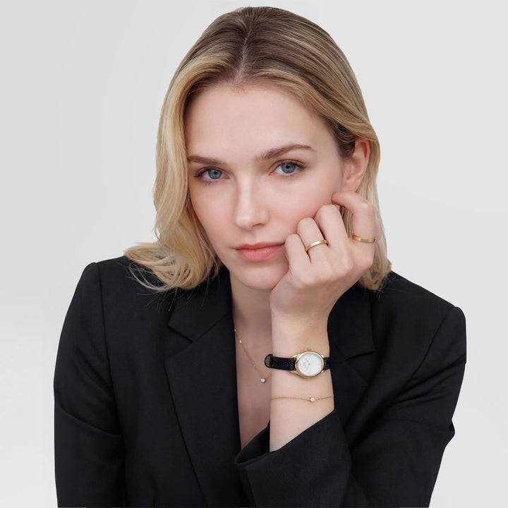 Ophelia Mini Black Lizard White Guilloché Gold