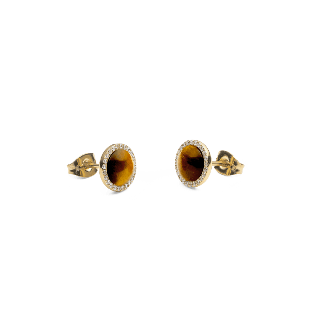 Audrey Earrings Tiger Eye Gold