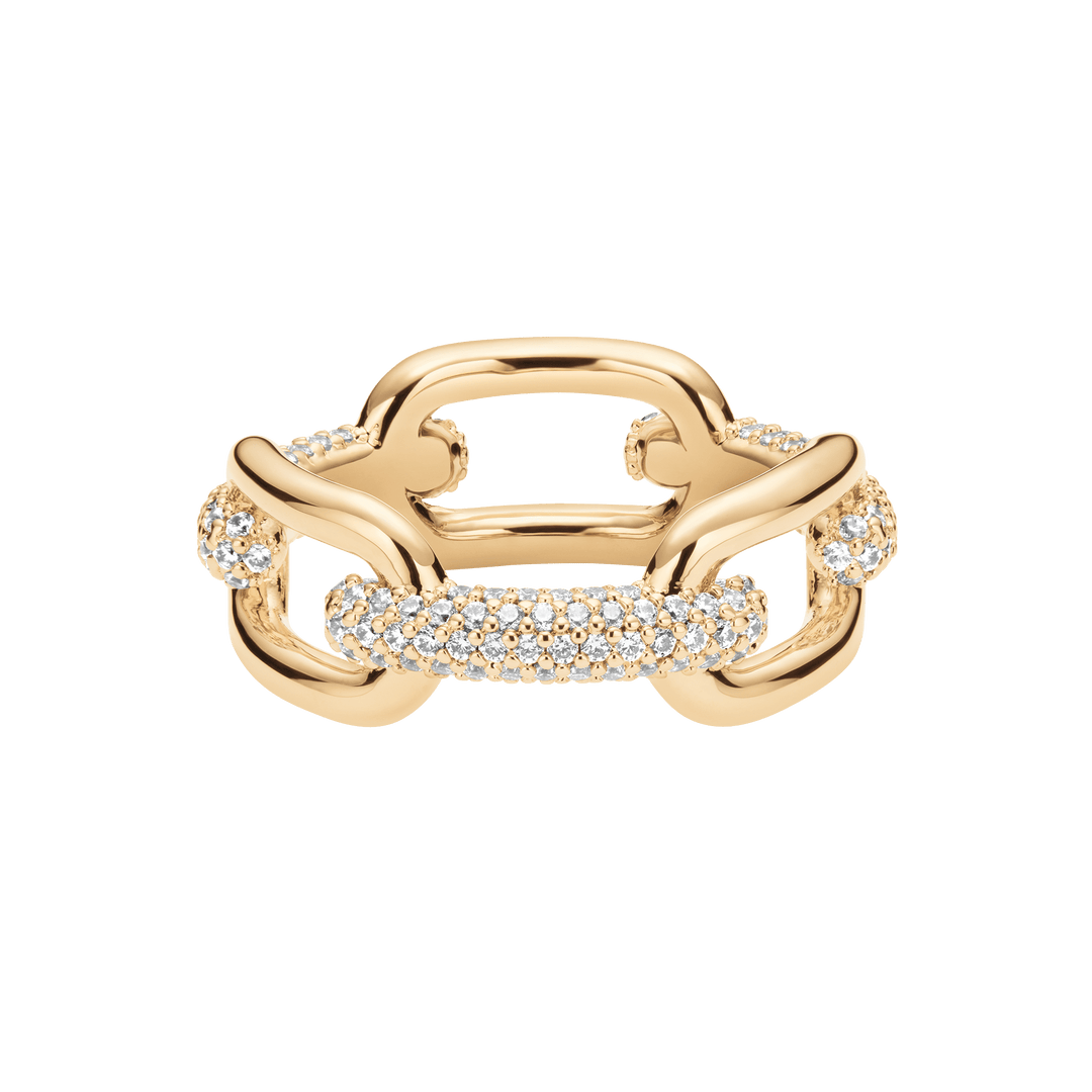 Crystal Link Ring Gold