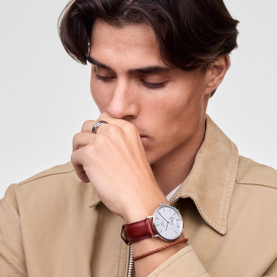 Daniel Braided Leather Bracelet St Mawes 2.8 Silver