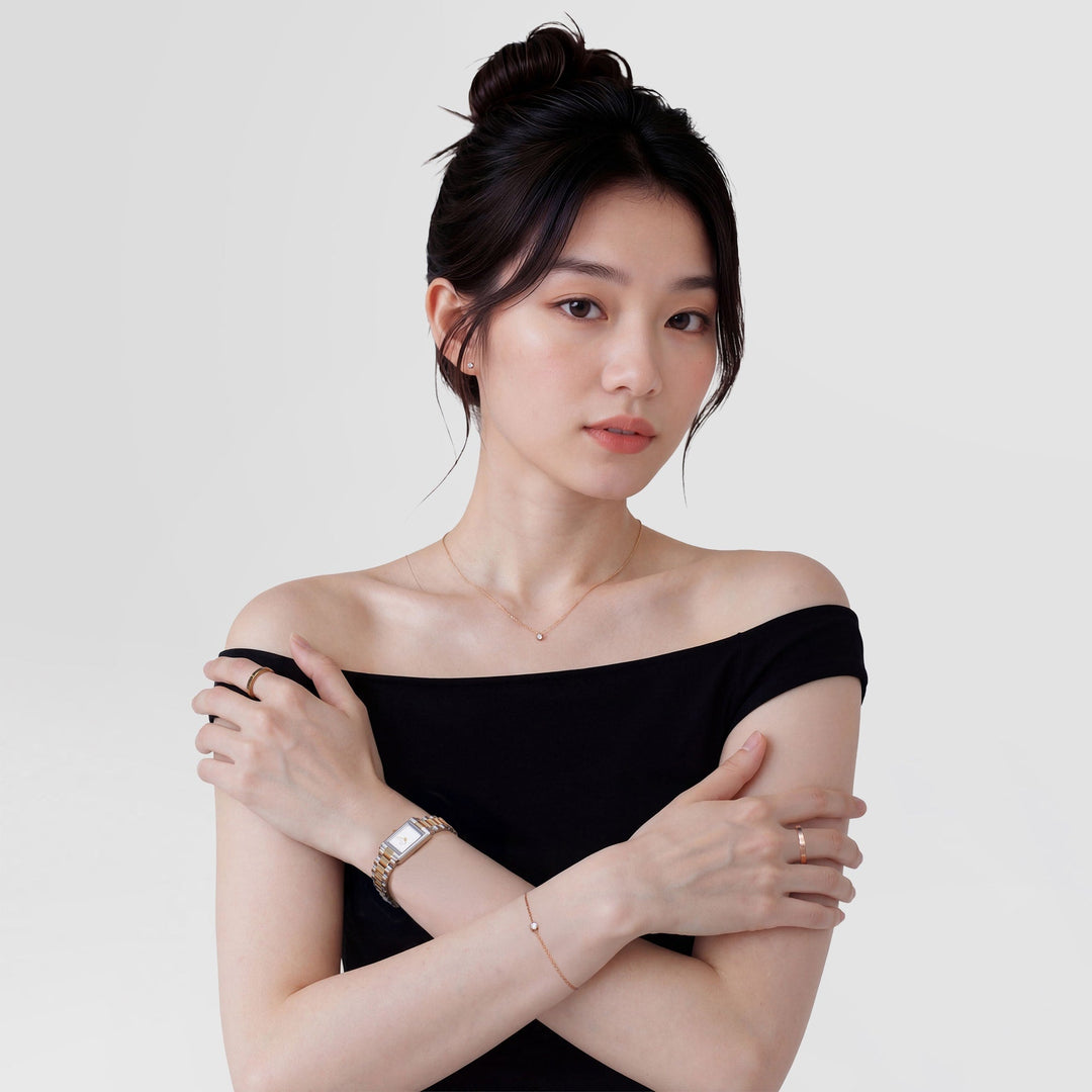 Mirelle Solitaire Stud Earring Rose Gold