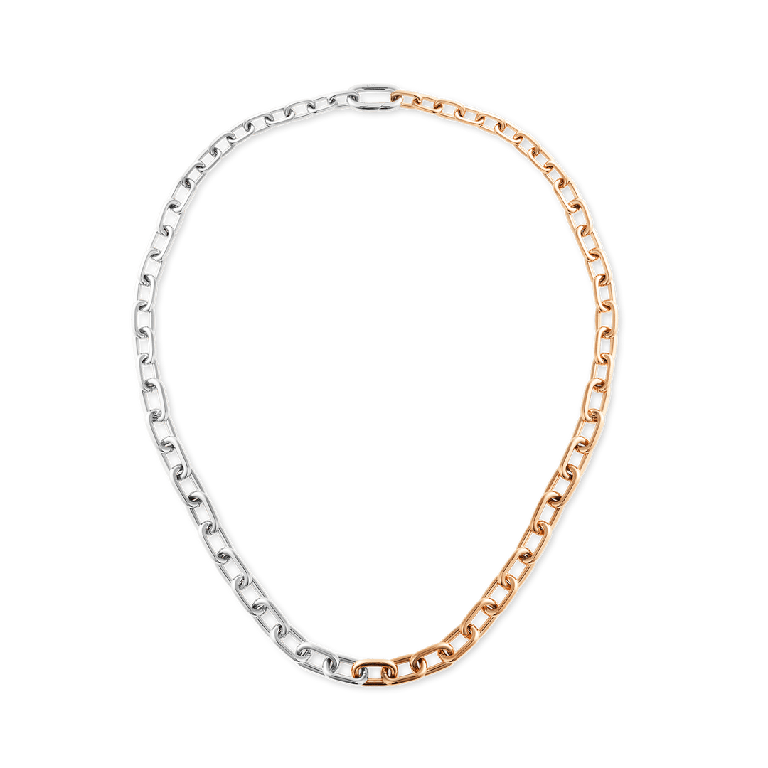 Contrast Link Necklace Two Tone Rose Gold