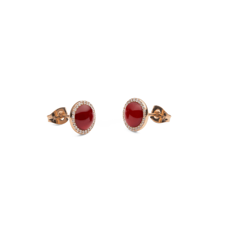 Audrey Earrings Red Agathe Rose Gold