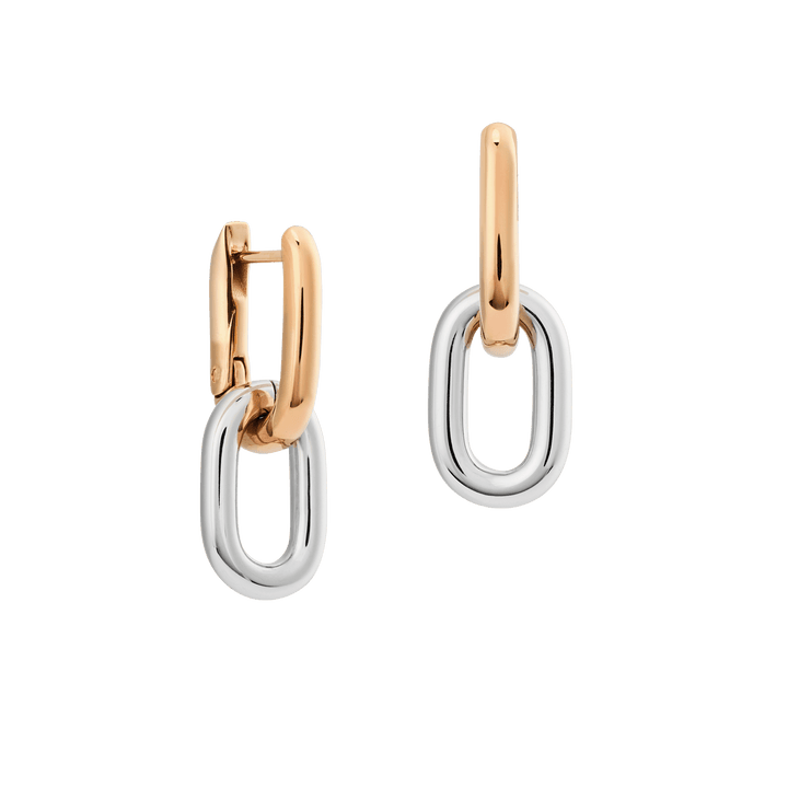 Contrast Link Earrings Two Tone Rose Gold