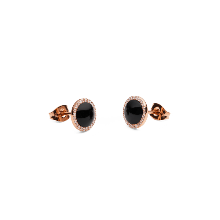 Audrey Earrings Black Agathe Rose Gold