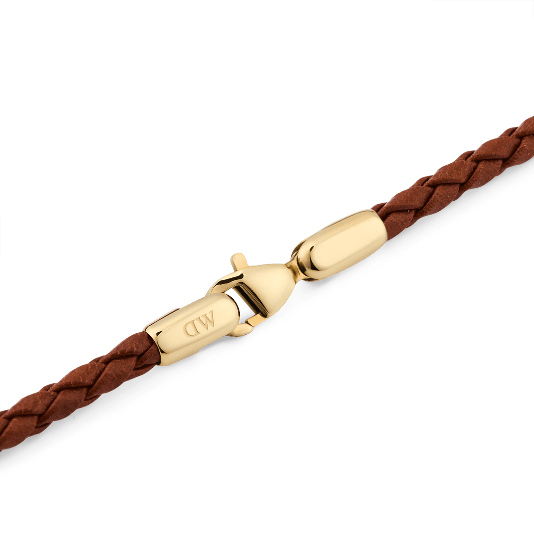 Daniel  Braided Leather Bracelet St Mawes 2.8 Gold