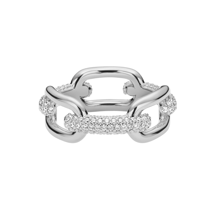 Crystal Link Ring Silver