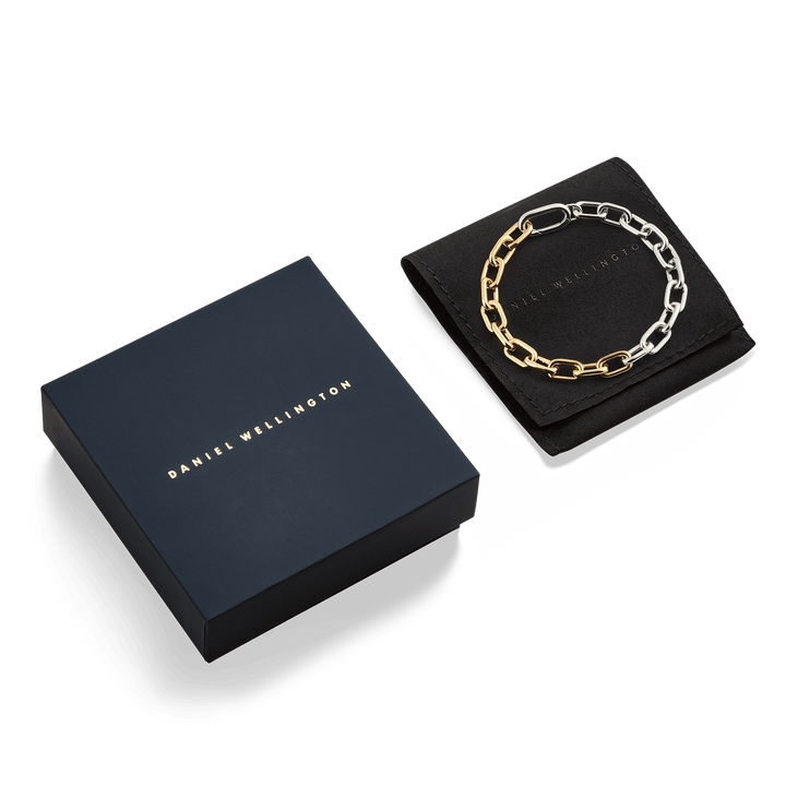 Contrast Link Bracelet Two Tone Gold