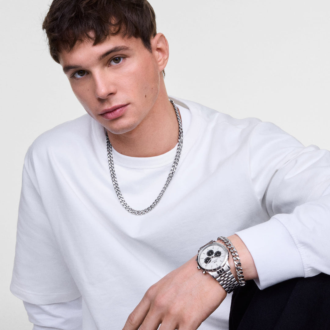 Ellipse Cuban Chain Necklace Silver