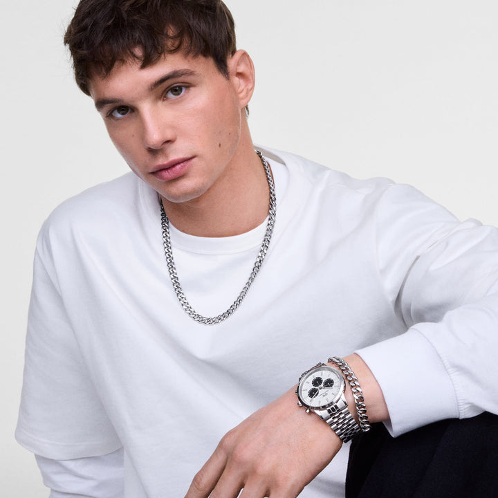 Iconic Chronograph Arch 5-Link Off- White Panda Silver