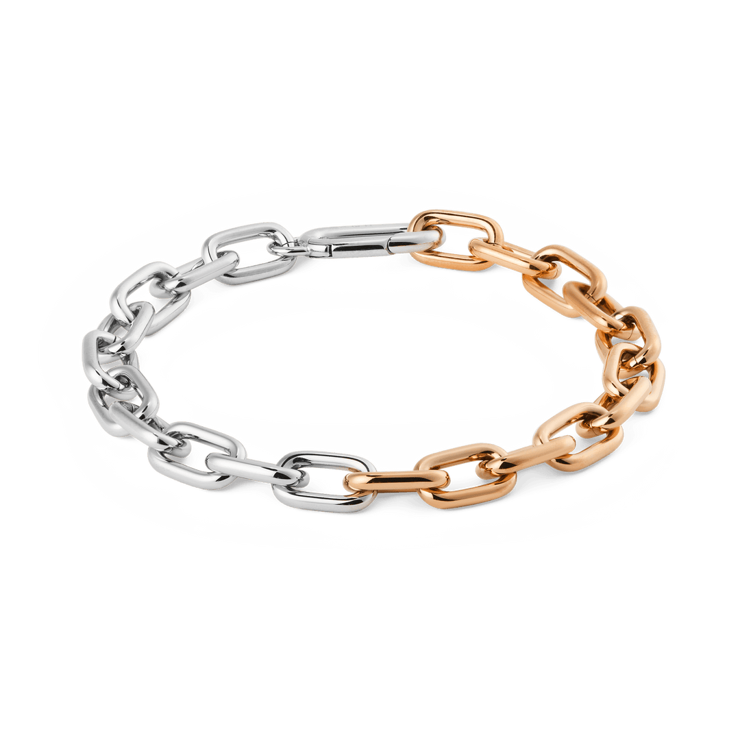 Contrast Link Bracelet Two Tone Rose Gold